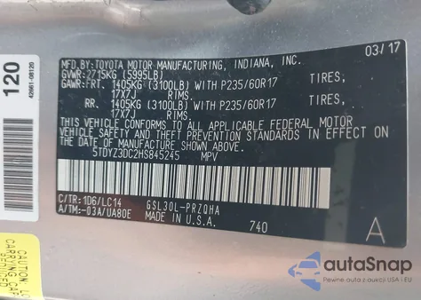 2017 Toyota Sienna Xle 8 Passenger from USA, damaged, VIN 5TDYZ3DC2HS845245